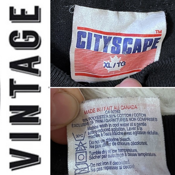 EUC vintage single stitch crewneck graphic Quebec souvenir black tee s/s, XL - Picture 15 of 16